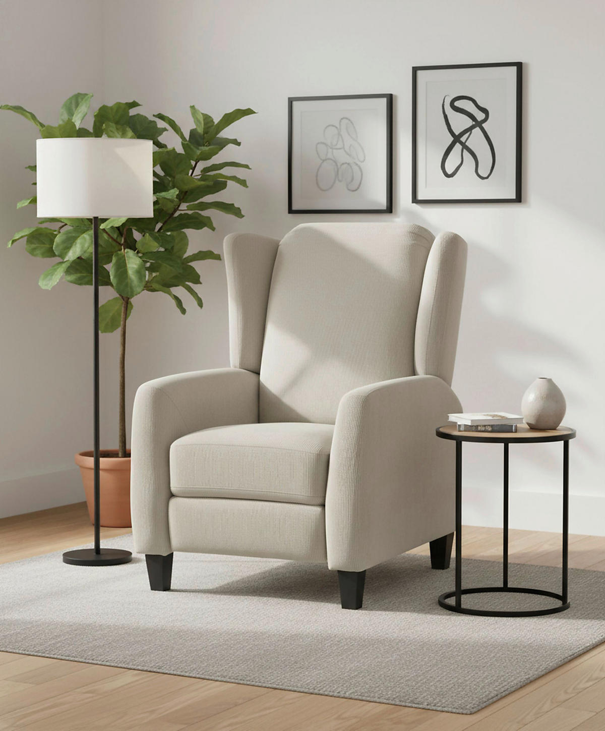RELAXSESSEL PANNA Cord    - Hellgrau/Schwarz, Design, Kunststoff/Textil (80/105/87-157cm) - P & B