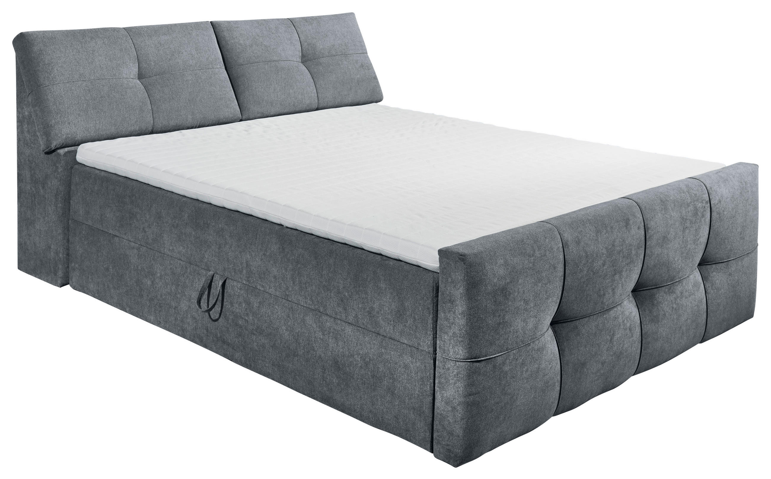 BOXBETT 180/200 cm,  in Anthrazit, Matratze, Bettkasten, Topper, H2 + H2 = mittel  - Anthrazit/Schwarz, MODERN, Kunststoff/Textil (180/200cm) - MID.YOU