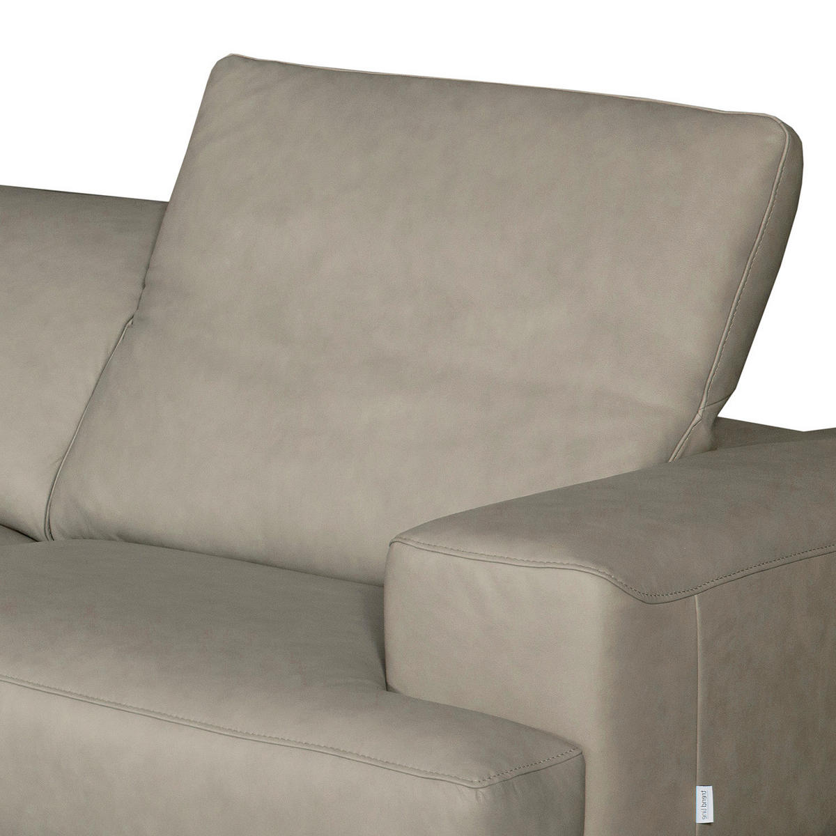 ECKSOFA Grau Echtleder Rücken echt, Kopfteilverstellung  - Chromfarben/Grau, Design, Leder/Metall (187/295cm) - Livetastic