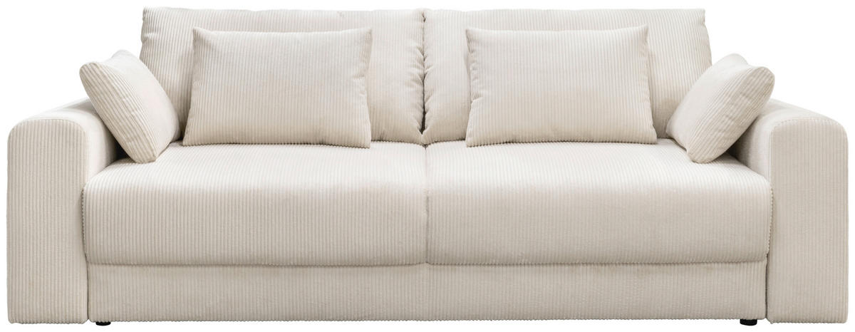 3-SITZER-SOFA MEGA Cord Creme  - Creme/Schwarz, Design, Textil (252cm) - MID.YOU