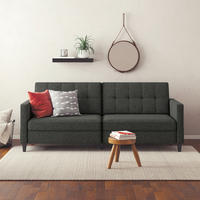 SCHLAFSOFA HANNOVER in Webstoff, Leinenoptik Anthrazit Vintage, Skandinavisch, Modern  - Anthrazit/Schwarz, Basics, Kunststoff/Textil (203/82/83cm) - Livetastic