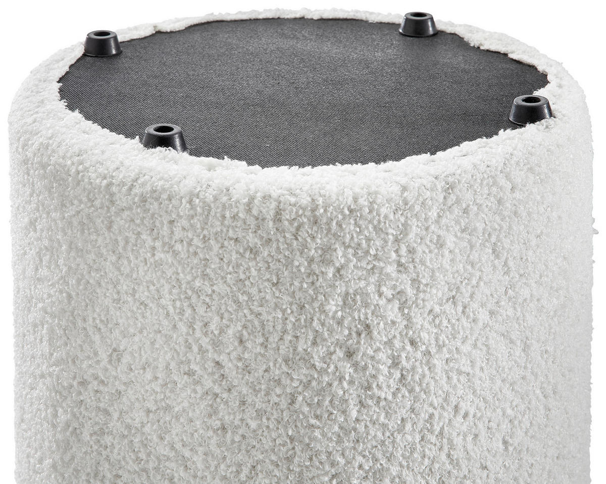 HOCKER Fleece, Bouclé, Teddystoff Weiß  - Schwarz/Weiß, MODERN, Kunststoff/Textil (35/36/35cm) - Novel