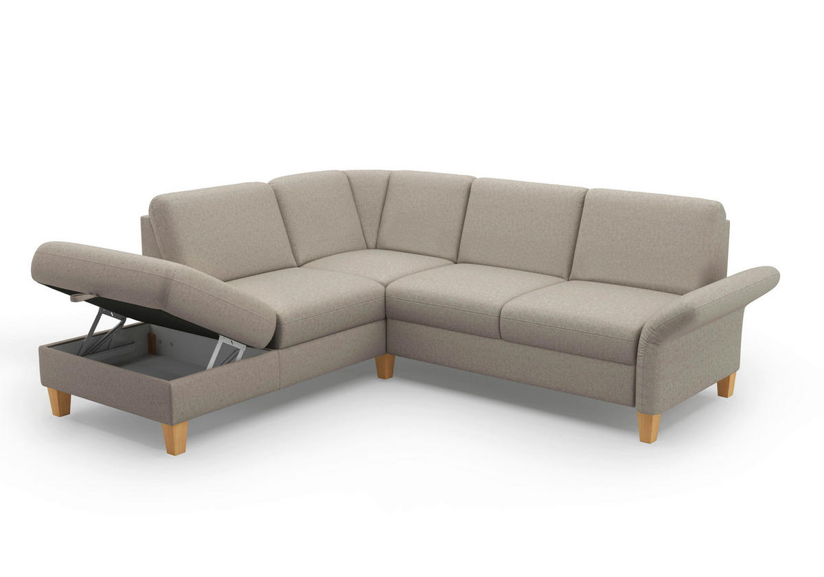 ECKSOFA ROCHELLE E Taupe Flachgewebe  - Taupe/Eichefarben, KONVENTIONELL, Holz/Textil (216/240cm) - Sit & More