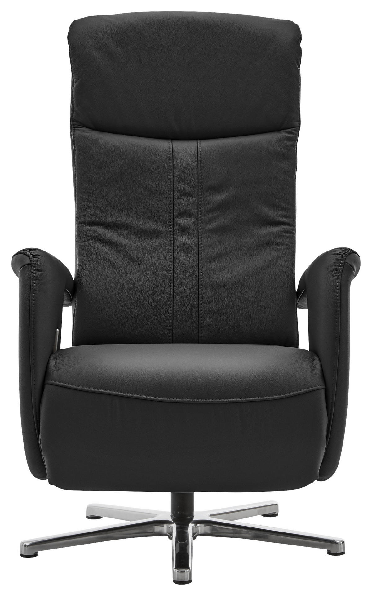 RELAXSESSEL Echtleder Relaxfunktion, Kopfteilverstellung    - Chromfarben/Schwarz, Design, Leder/Metall (71/110/83cm) - Beldomo Speed