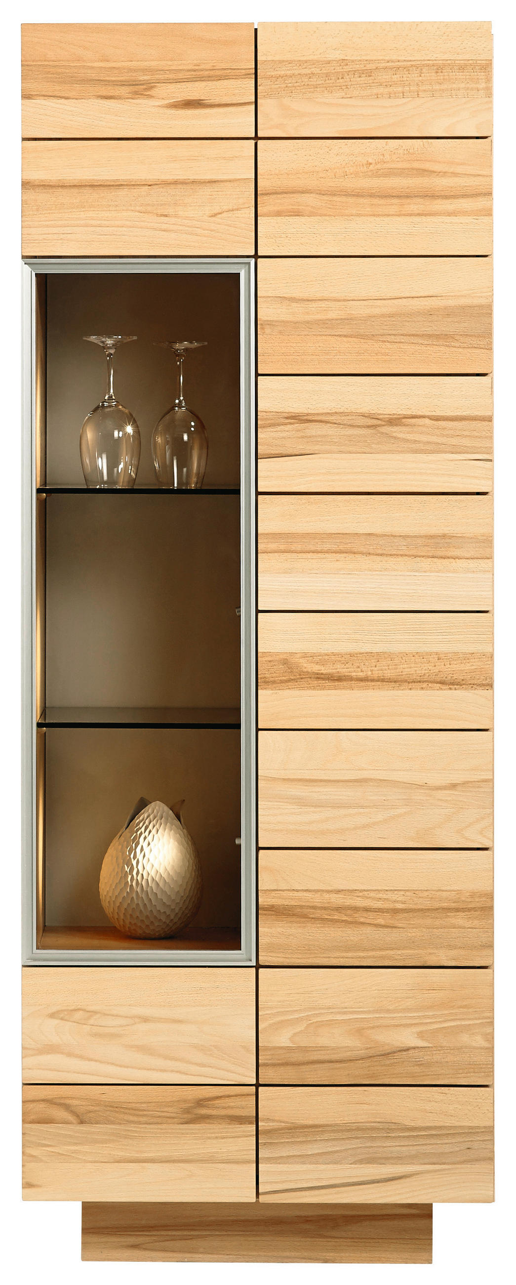 VITRINE in massiv, mehrschichtige Massivholzplatte (Tischlerplatte) Wildeiche Eichefarben  - Eichefarben, Design, Glas/Holz (64/202/42.5cm) - Voglauer