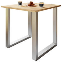 ESSTISCH Silberfarben, Honigeiche   - Honigeiche/Silberfarben, Design, Holzwerkstoff/Metall (80/80/76cm) - MID.YOU
