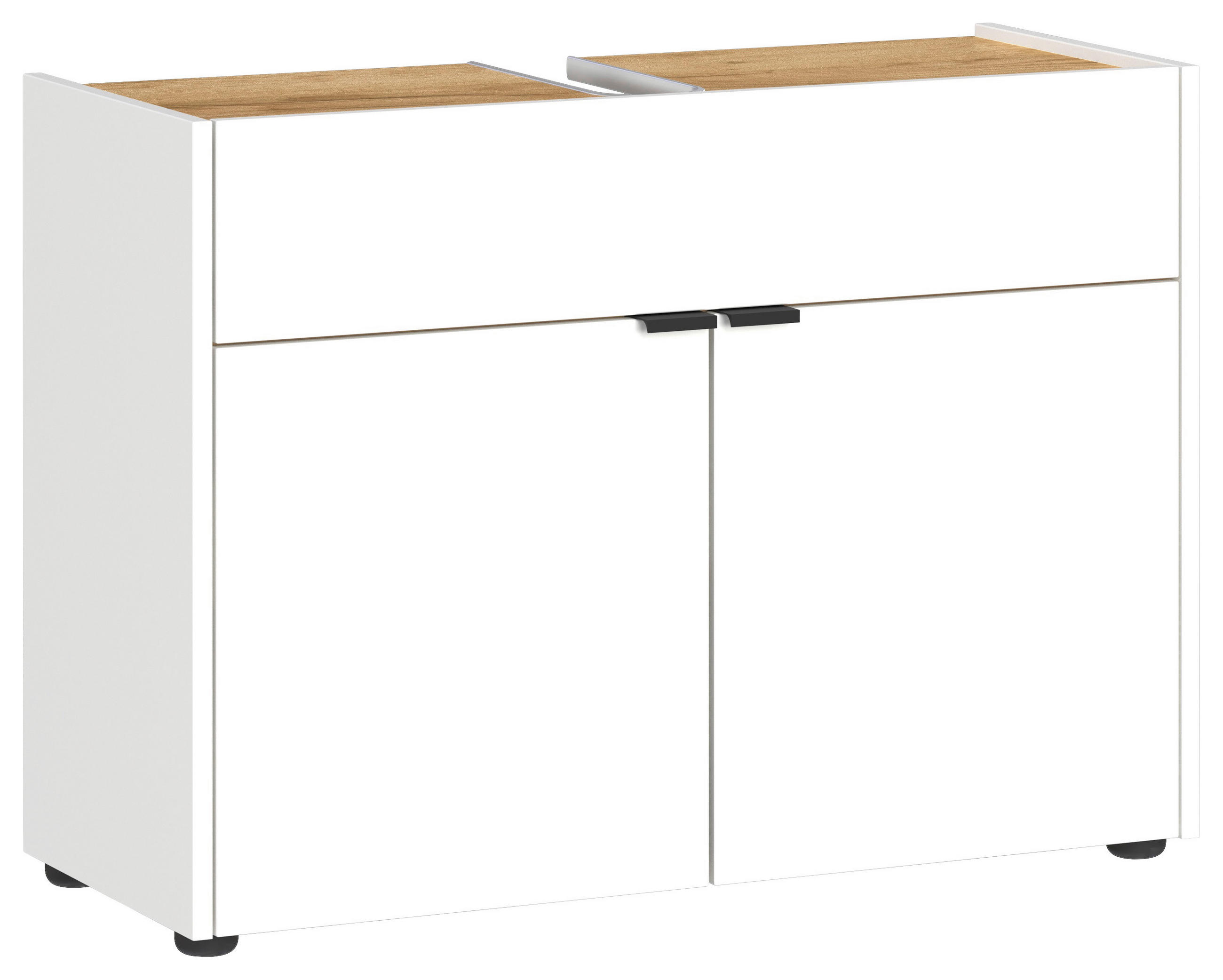 WASCHBECKENUNTERSCHRANK 80/60/34 cm  - Eichefarben/Schwarz, MODERN, Holzwerkstoff/Kunststoff (80/60/34cm) - Germania