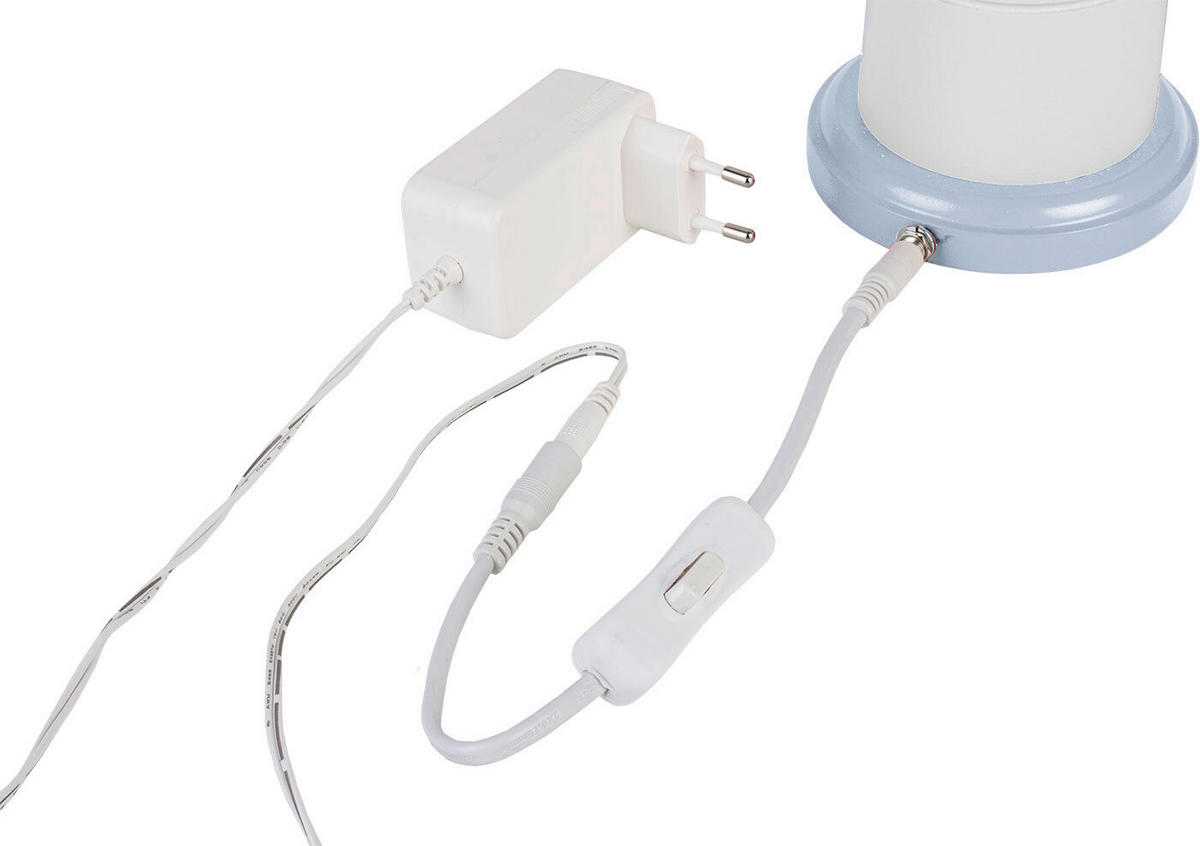 KINDERTISCHLEUCHTE Leuchtturm 12,5/31 cm  - Weiß/Grau, Basics, Holz/Kunststoff (12,5/31cm)