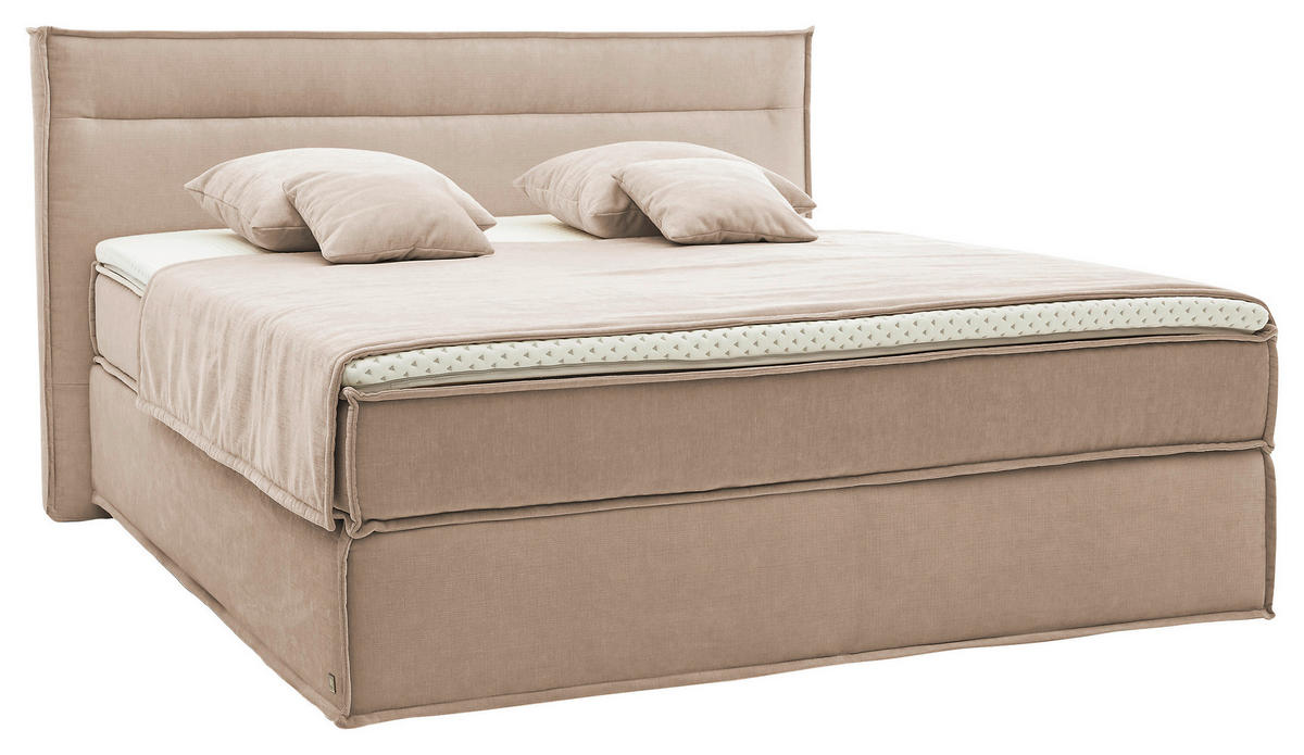 BOXSPRINGBETT 180/200 cm  in Beige  - Beige/Schwarz, Design, Textil (180/200cm) - Musterring