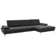 ECKSOFA Anthrazit Echtleder  - Chromfarben/Anthrazit, Design, Leder/Metall (325/157cm) - Dieter Knoll