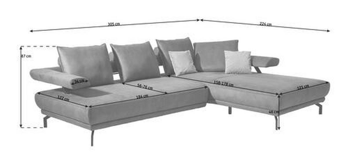 ECKSOFA in Mikrofaser Creme  305/224 cm  - Creme/Schwarz, Design, Textil/Metall (305/224cm) - Dieter Knoll