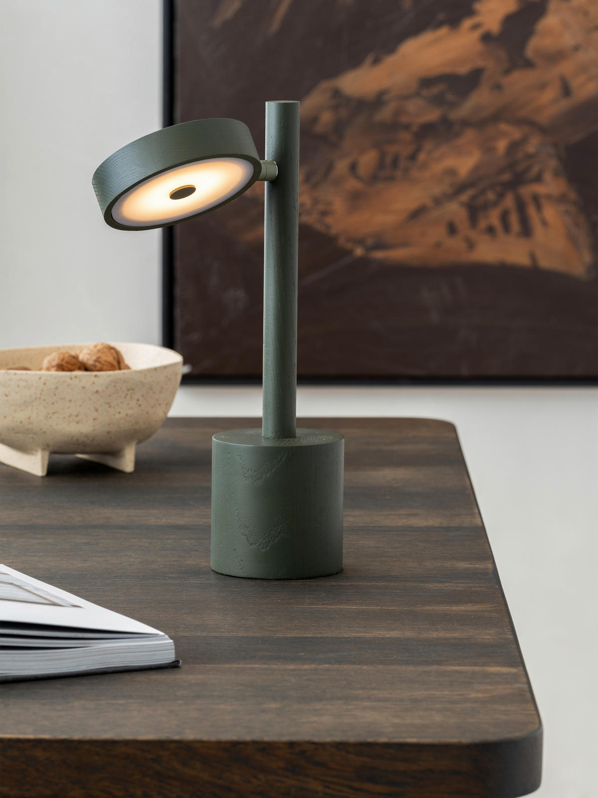 TISCHLEUCHTE Good & Mojo 21/21/35 cm  - Dunkelgrün/Weiß, Trend, Holz (21/21/35cm) - Good & Mojo