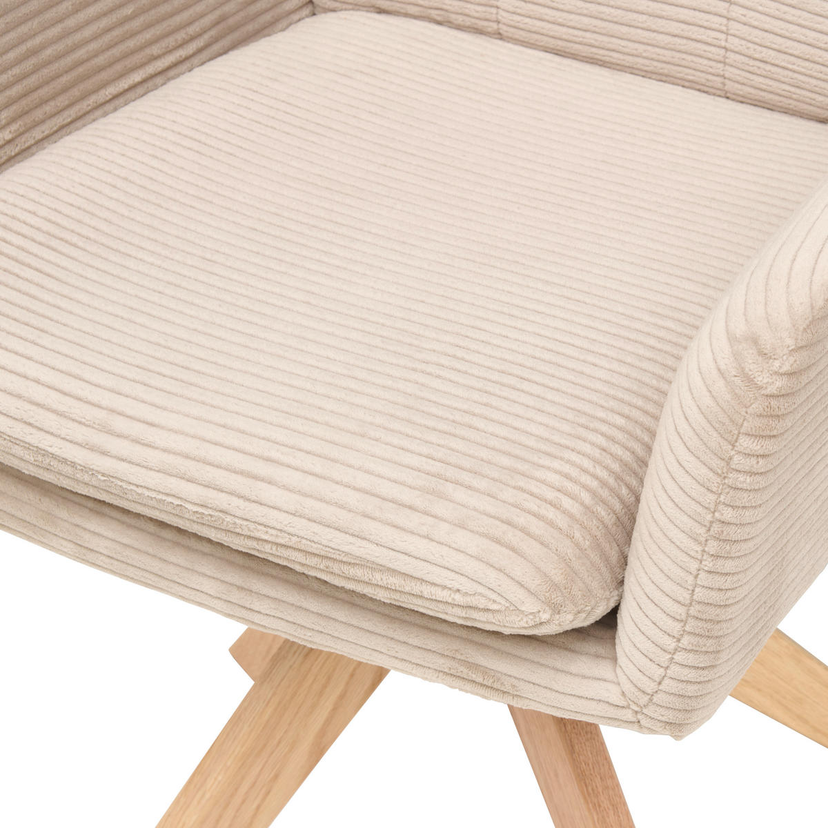 ARMLEHNSTUHL  in Eisen Cord  - Taupe/Naturfarben, KONVENTIONELL, Holz/Textil (60/93/65,5cm) - Livetastic