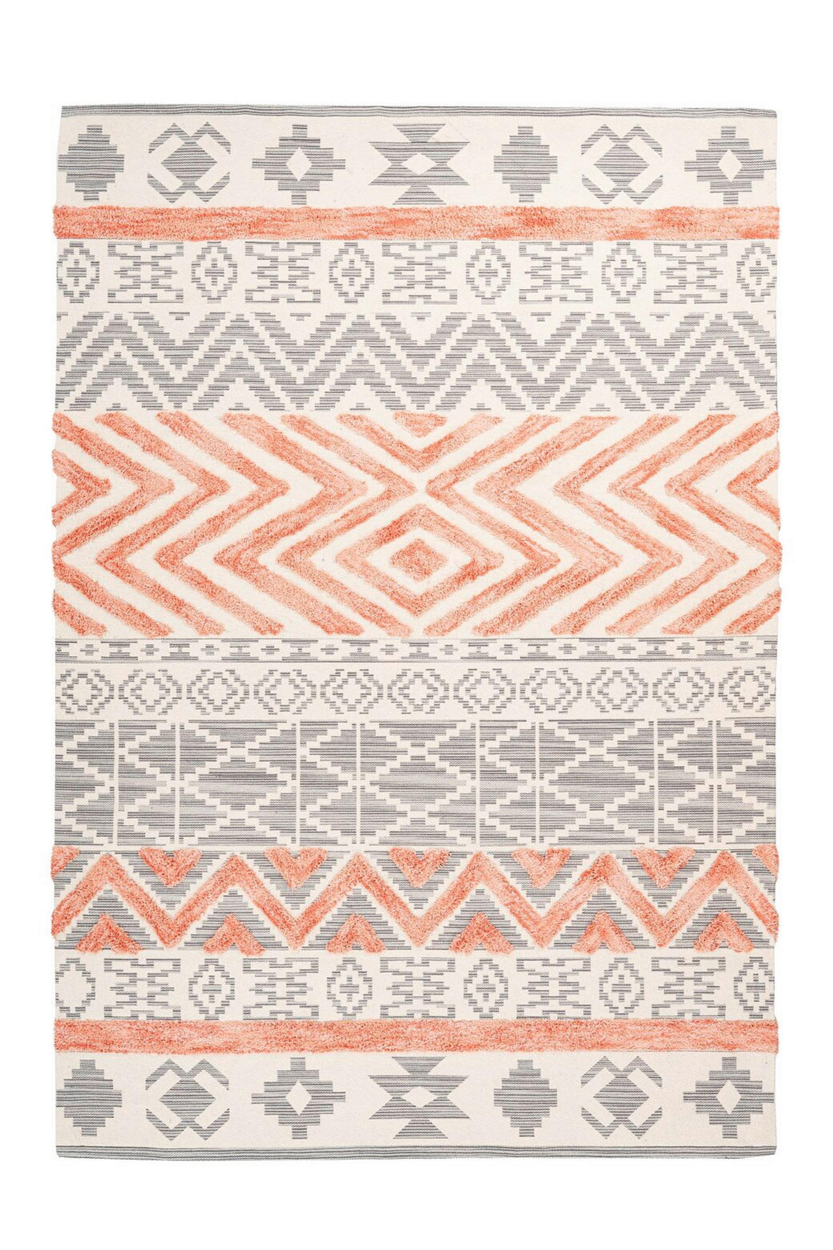 FLACHWEBETEPPICH 120/170 cm Grau, Koralle  - Koralle/Grau, Design, Textil (120/170cm) - Novel
