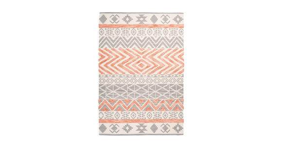 FLACHWEBETEPPICH 120/170 cm Grau, Koralle - Koralle/Grau, Design, Textil (120/170cm) - Novel