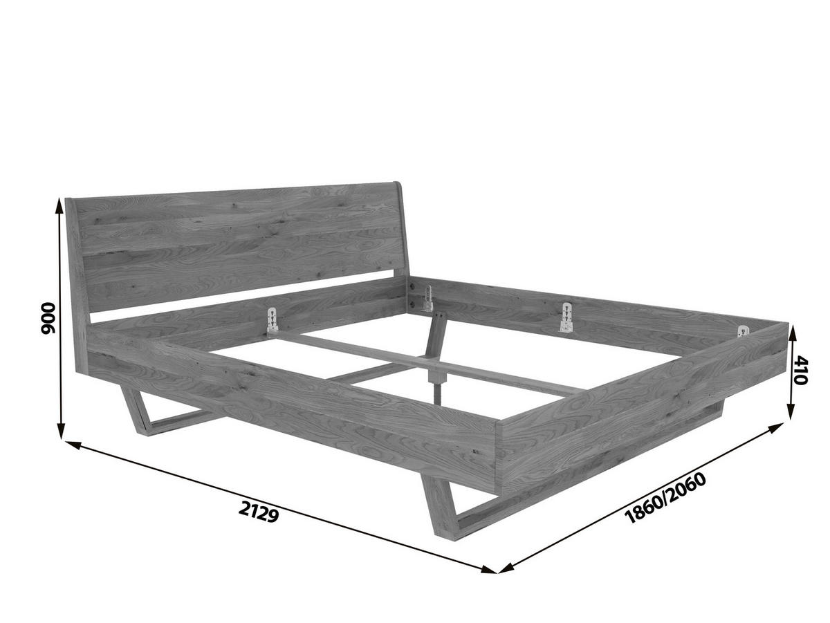BETT 180/200 cm  Wildeiche   - Wildeiche, Modern, Holz (180/200cm) - MID.YOU