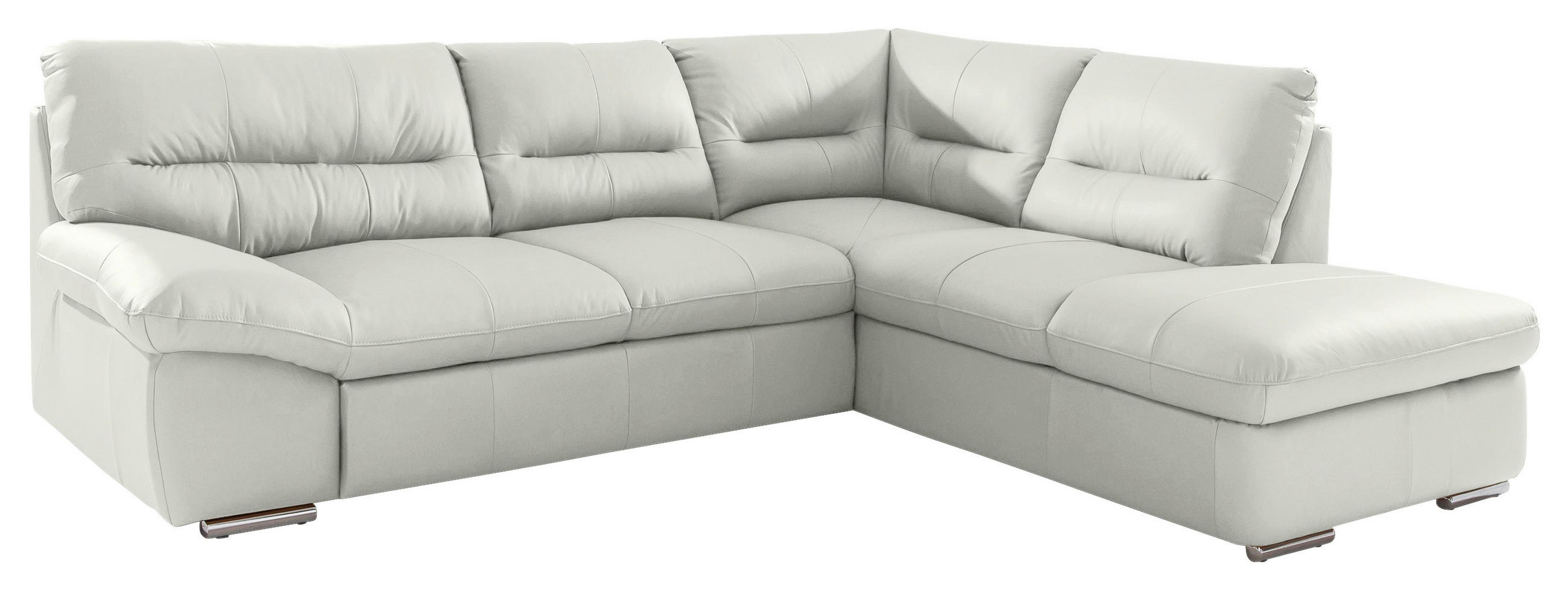 ECKSOFA in Echtleder Beige  - Chromfarben/Beige, Design, Leder/Metall (268/216cm) - Livetastic