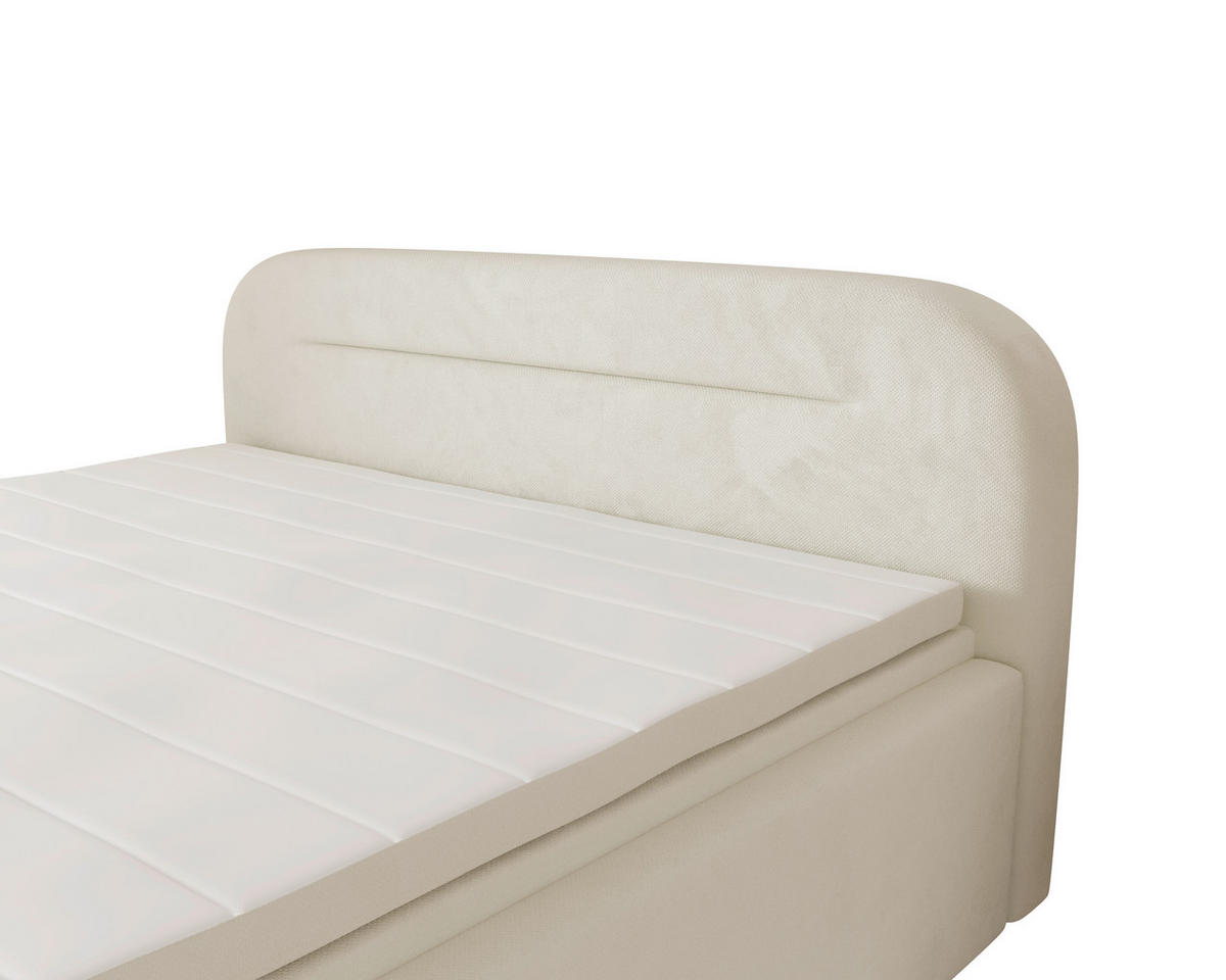 BOXBETT 180/200 cm,  in Beige, Bettkasten, Topper, H2 = mittel  - Beige, MODERN, Textil (180/200cm) - MID.YOU