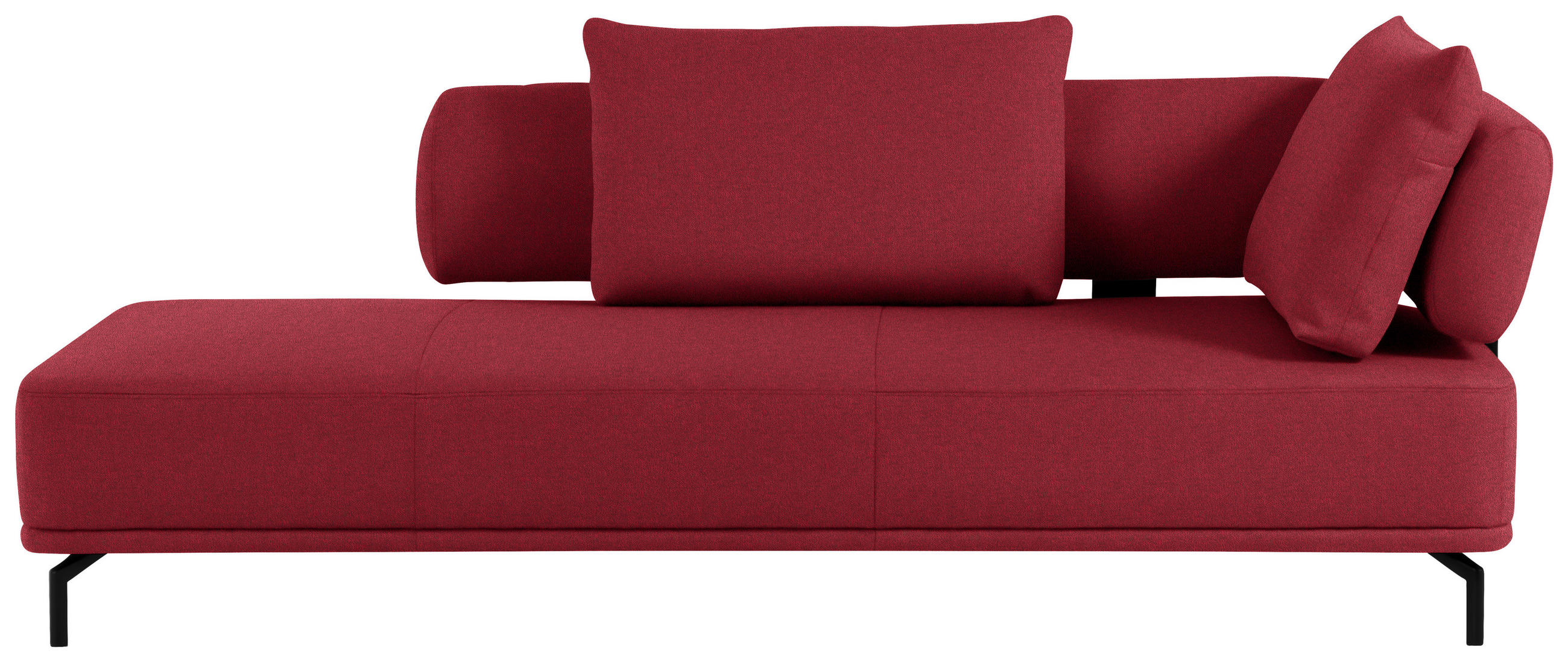 RÉCAMIERE in Flachgewebe Bordeaux - Bordeaux/Schwarz, Design, Textil/Metall (227/89/101cm) - Dieter Knoll