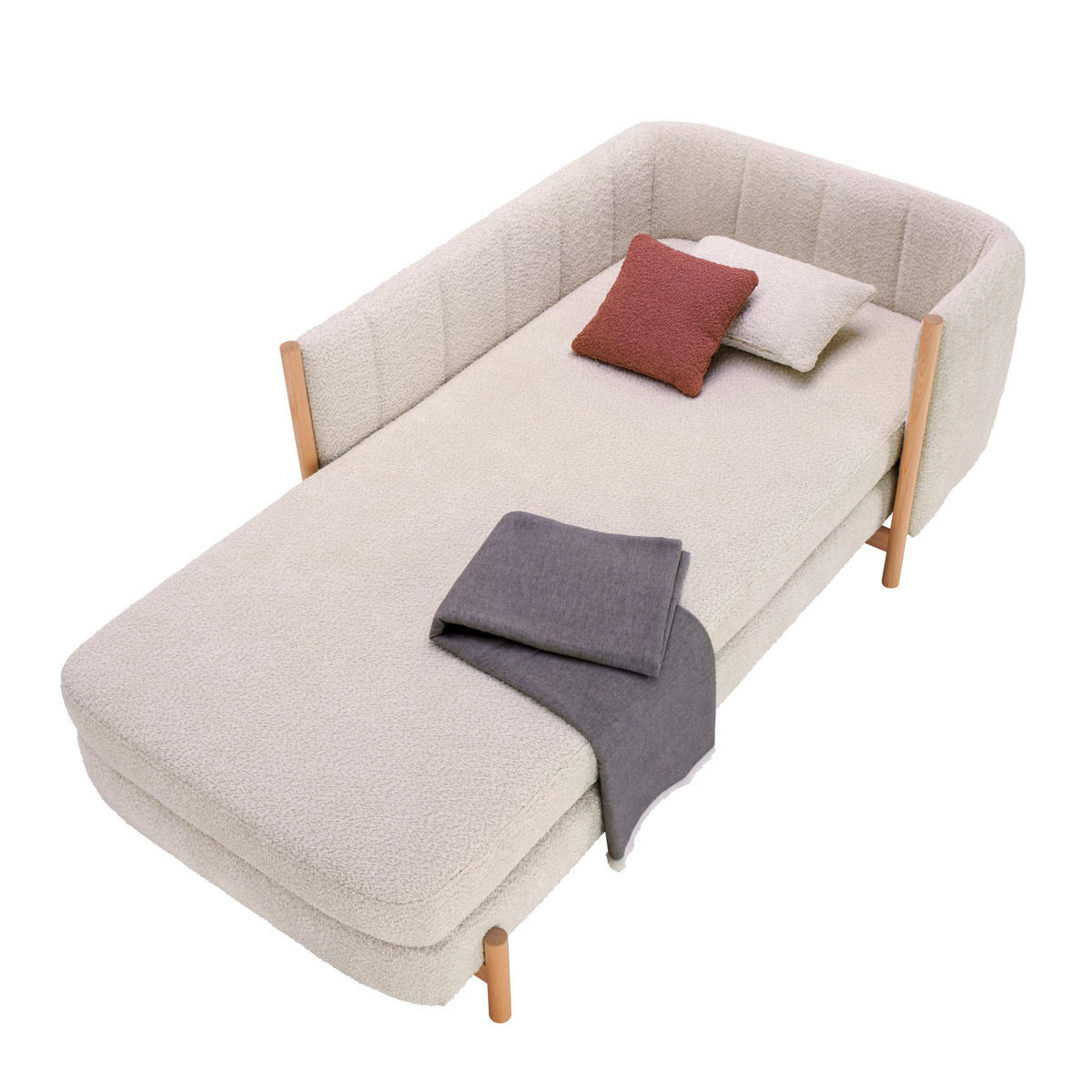 RÉCAMIERE Creme Plüsch  - Creme/Naturfarben, Design, Holz/Textil (216/90/109cm) - Niels Andersson