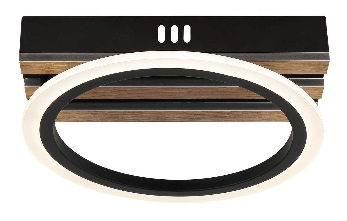 LED-DECKENLEUCHTE 25/25/8,5 cm   - Dunkelbraun/Schwarz, Natur, Holzwerkstoff/Kunststoff (25/25/8,5cm) - Globo
