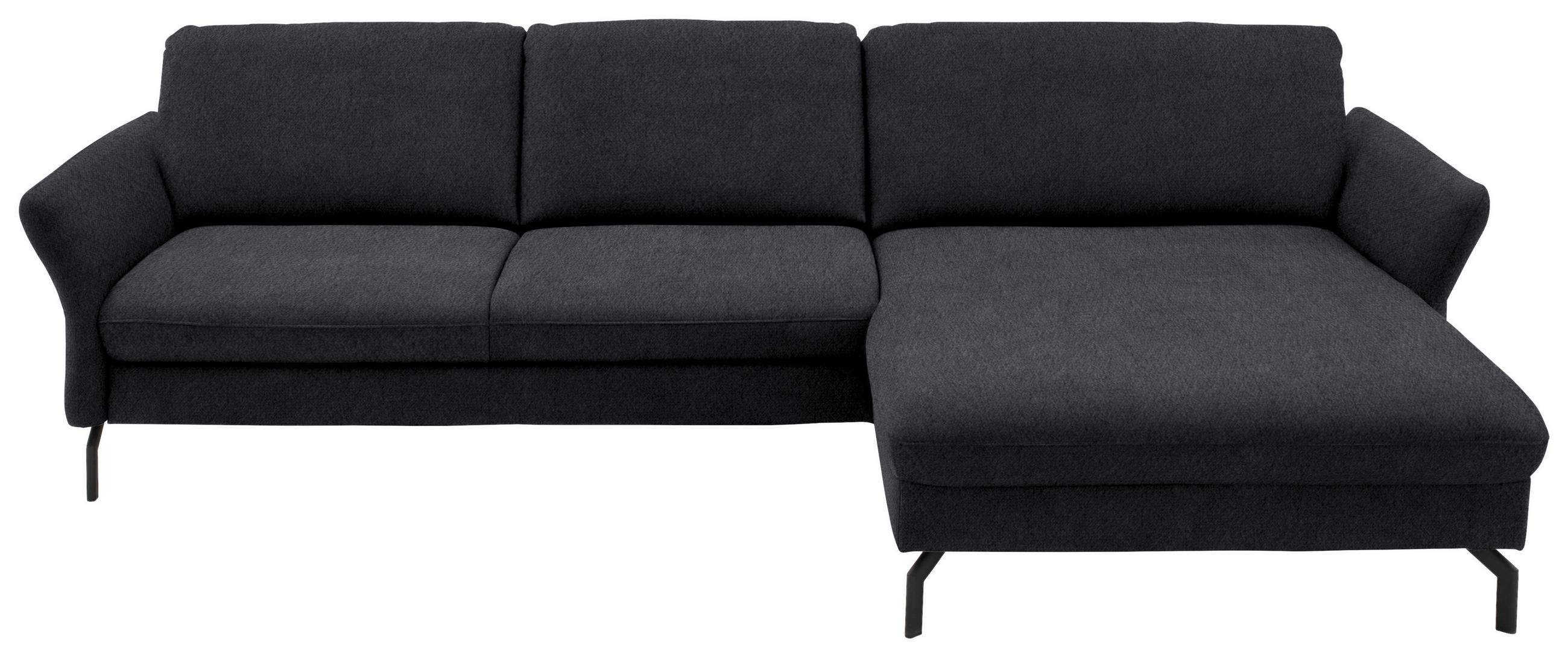 ECKSOFA in Velours Anthrazit  - Anthrazit/Schwarz, Design, Textil/Metall (306/179cm) - Beldomo System