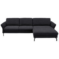 ECKSOFA in Velours Anthrazit  - Anthrazit/Schwarz, Design, Textil/Metall (306/179cm) - Beldomo System