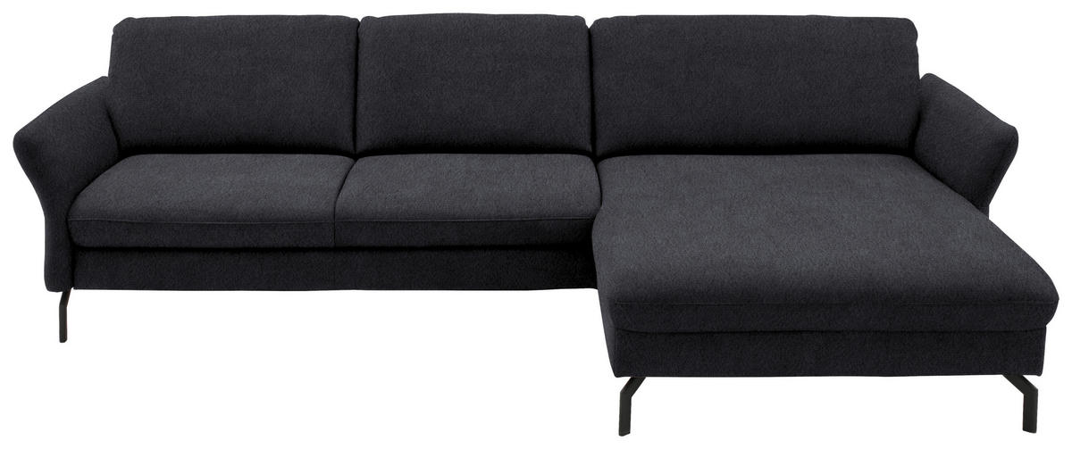 ECKSOFA in Velours Anthrazit  - Anthrazit/Schwarz, Design, Textil/Metall (306/179cm) - Beldomo System