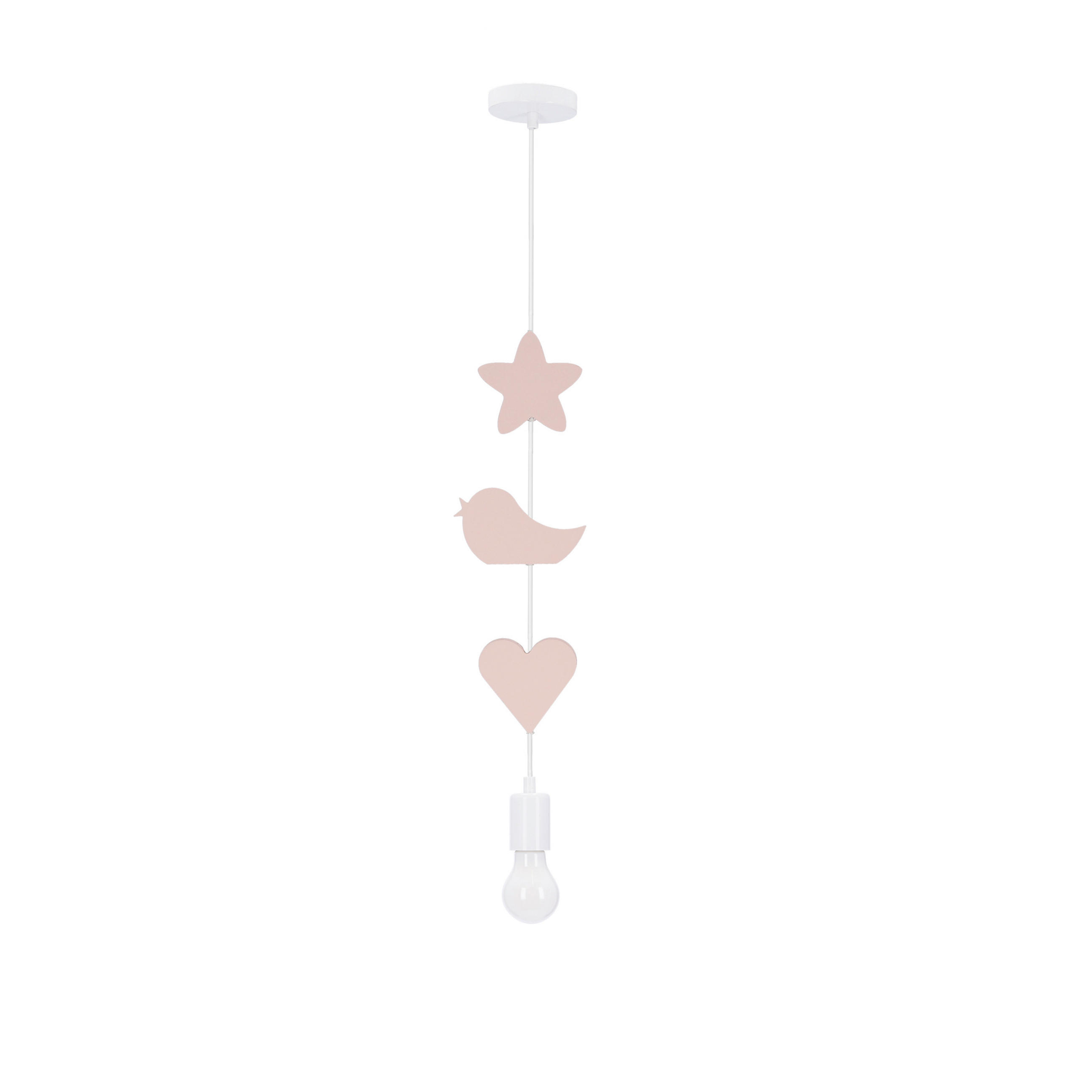 HÄNGLAMPA FÖR BARN Single 15/10/90 cm  - vit/pink, Basics, metall/trämaterial (15/10/90cm)