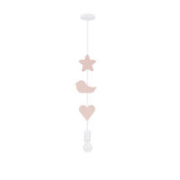 HÄNGLAMPA FÖR BARN Single 15/10/90 cm  - vit/pink, Basics, metall/trämaterial (15/10/90cm)
