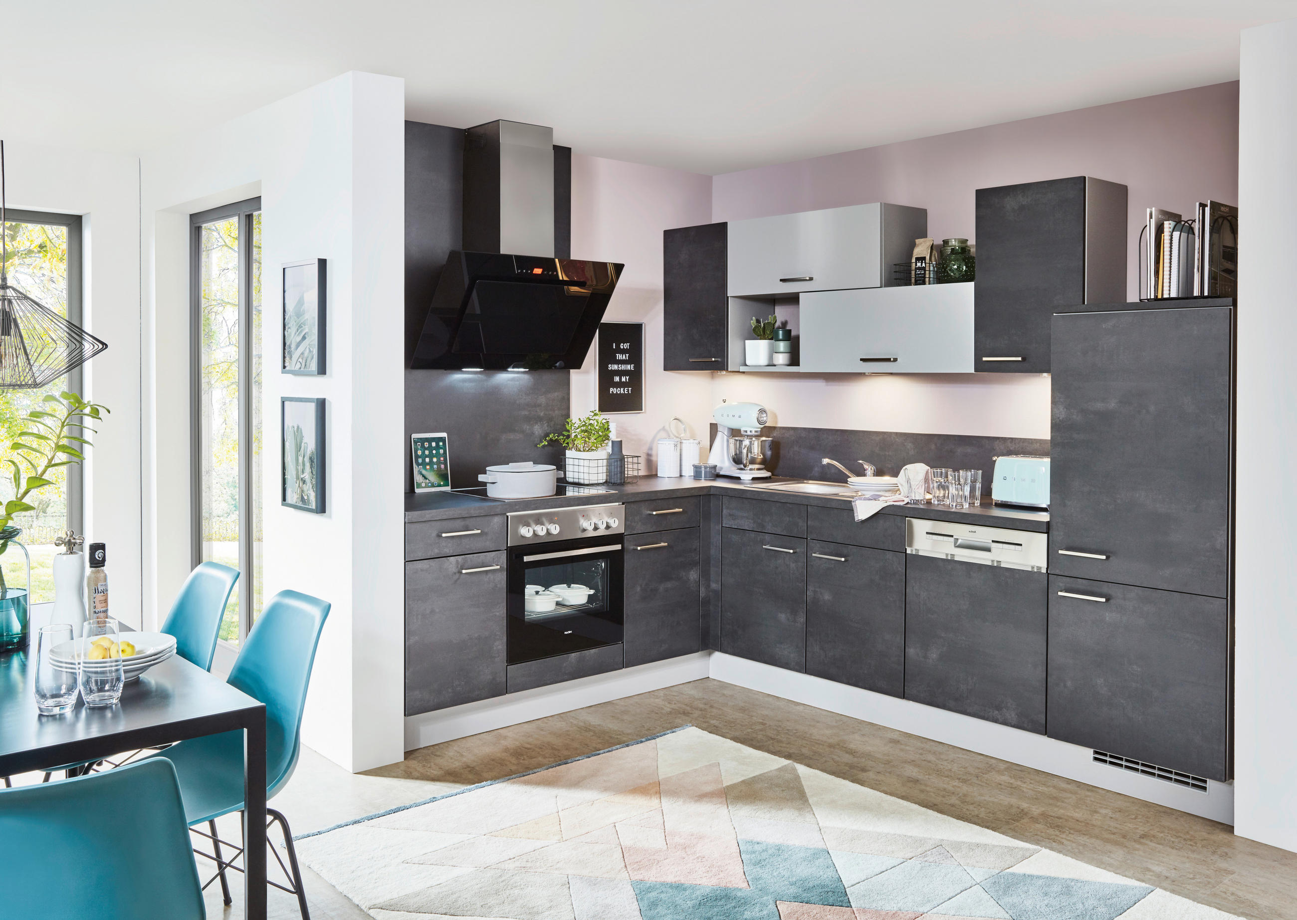 ROHOVÁ KUCHYNĚ SILVIO 285 - šedá, Design, kompozitní dřevo (215/285cm) - Celina