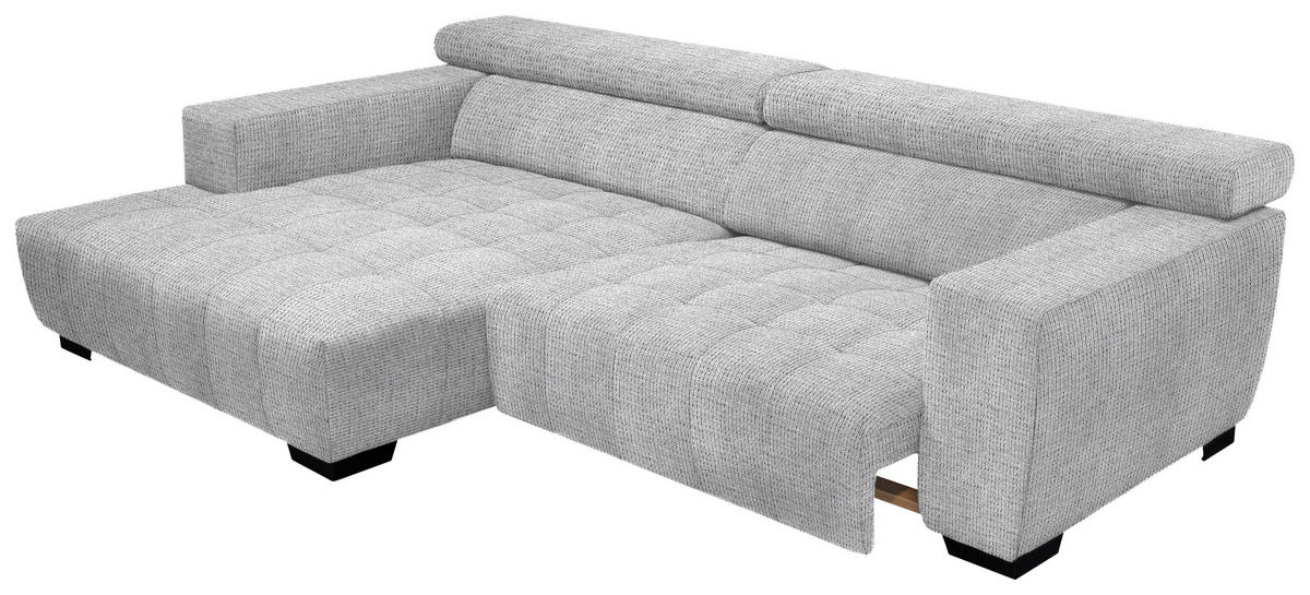 ECKSOFA in Webstoff Hellgrau  - Hellgrau/Schwarz, Konventionell, Textil/Metall (182/279cm) - Hom`in