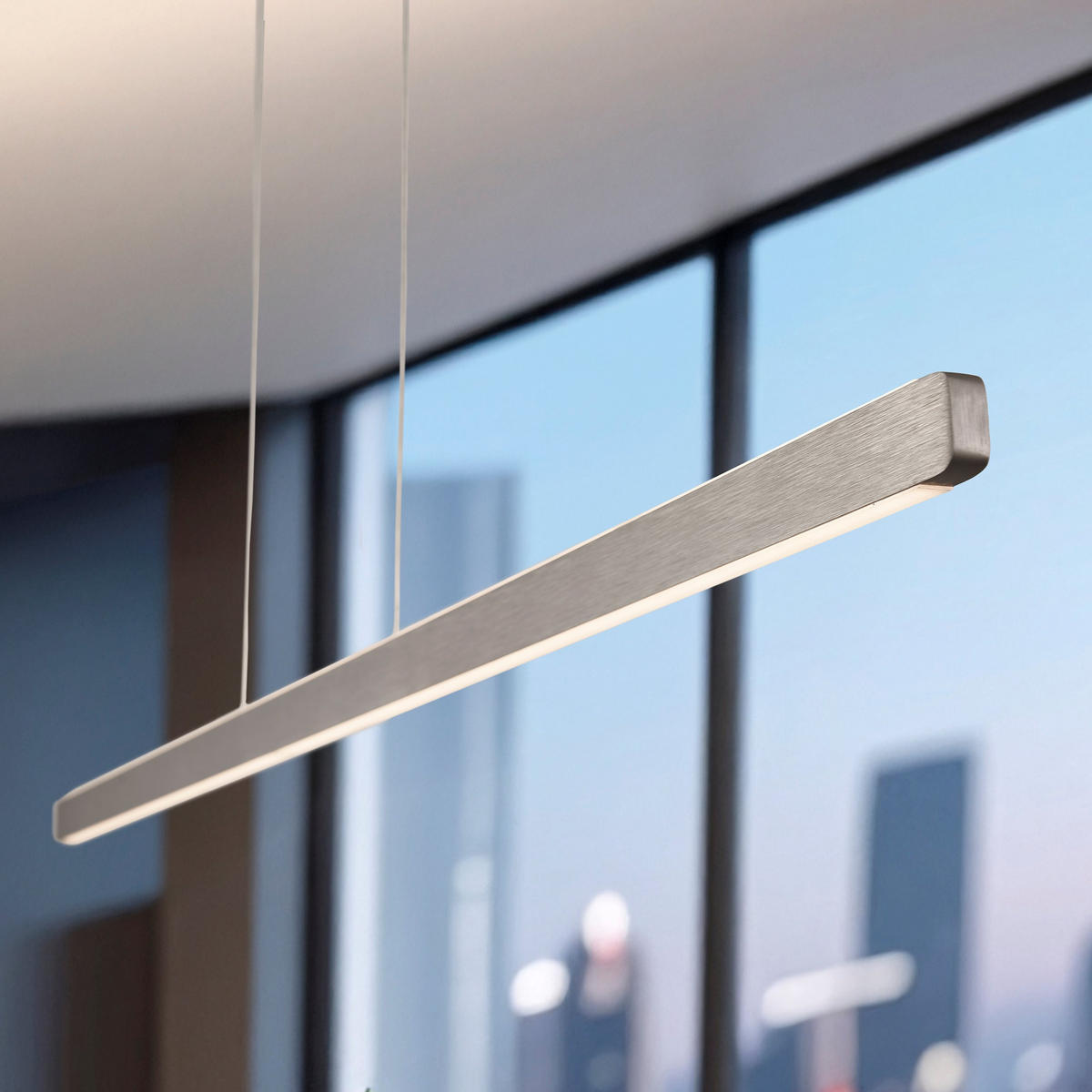 LED-HÄNGELEUCHTE 650 145/1,5/3,5 cm   - Nickelfarben, Design, Metall (145/1,5/3,5cm) - Ambiente
