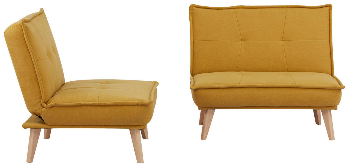 SCHLAFSOFA in Webstoff Gelb  - Gelb/Naturfarben, Design, Holz/Textil (99/84/83cm) - MID.YOU