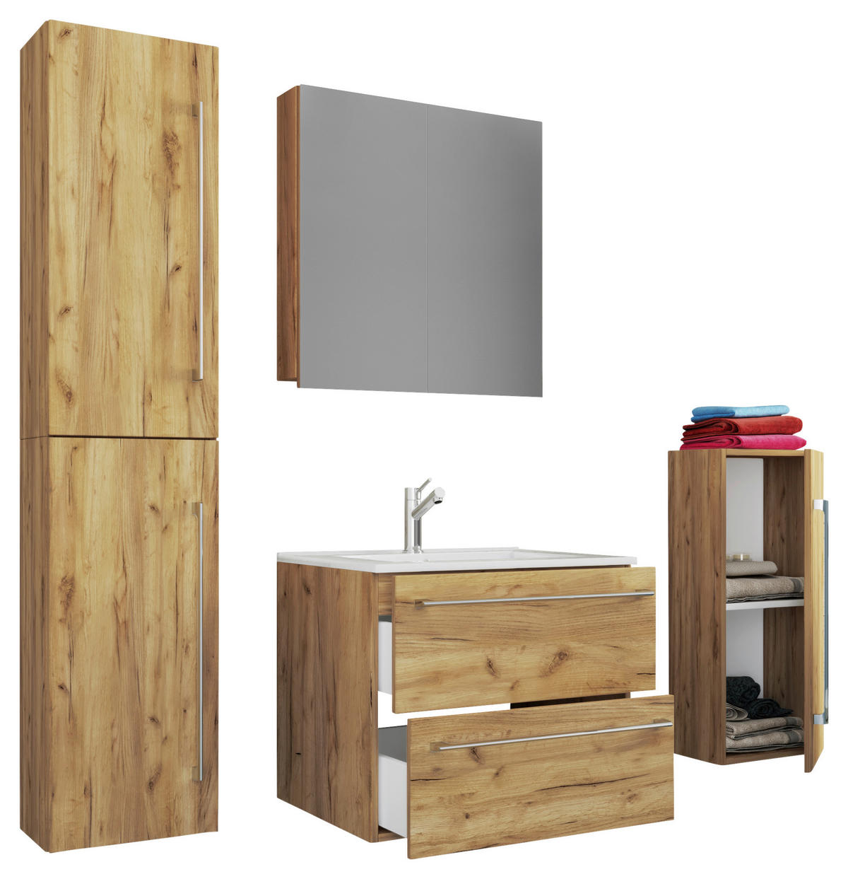 BADEZIMMER  in 127 cm  - Honigeiche/Weiß, MODERN, Keramik/Holzwerkstoff (127cm) - MID.YOU