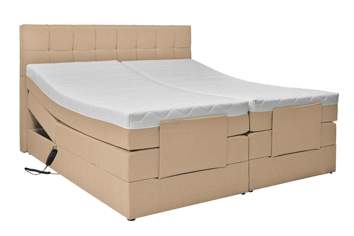 BOXSPRINGBETT 180/200 cm  in Beige  - Beige/Schwarz, Basics, Kunststoff/Textil (180/200cm) - Moderano