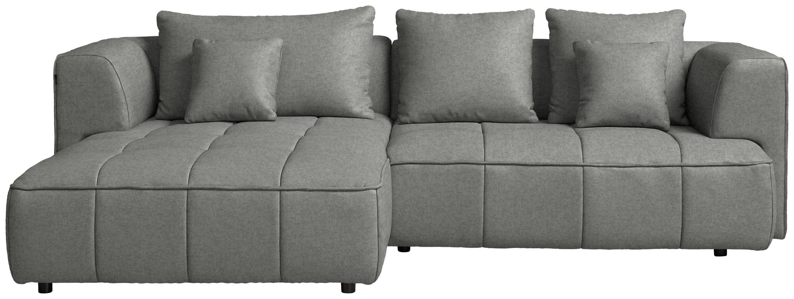 ECKSOFA Webstoff Grau  - Schwarz/Grau, Design, Kunststoff/Textil (188/288cm) - Welnova