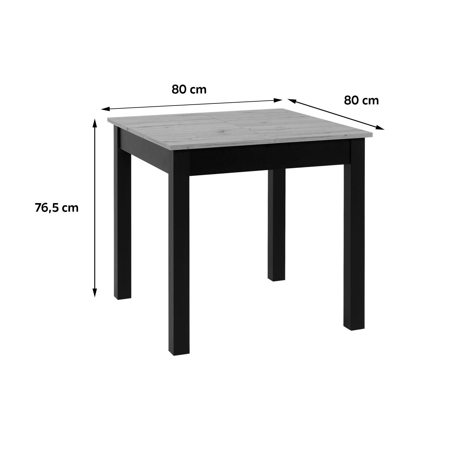 Thumbnail - Mid.you Esstisch, Schwarz, Eiche Artisan, Holzwerkstoff, quadratisch, eckig, 80x76.5x80 cm, ausziehbar, Esszimmer, Tisch...