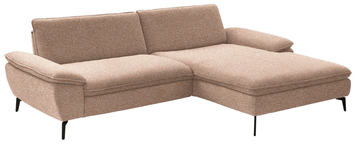ECKSOFA in Webstoff Rotbraun  295/197 cm  - Rotbraun/Schwarz, Design, Textil/Metall (295/197cm) - Valdera