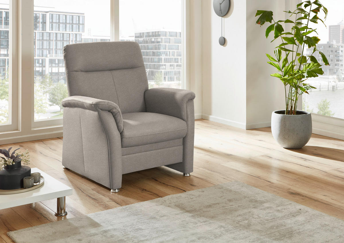 SESSEL Flachgewebe Beige  - Beige/Alufarben, Konventionell, Textil/Metall (90/100/89cm) - Beldomo Comfort