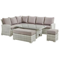 JEDÁLENSKÁ TERASOVÁ SÚPRAVA kov, plast, sklo, textil - sivá, Modern, kov/textil (177/192,5cm) - Ambia Garden