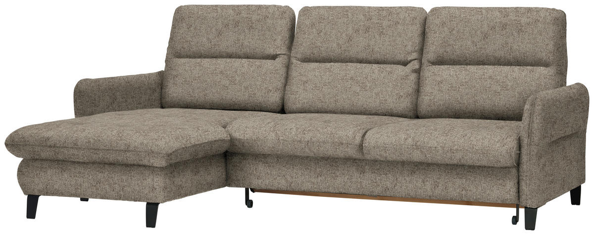 ECKSOFA Greige Chenille  - Greige/Schwarz, KONVENTIONELL, Textil/Metall (190/254cm) - Livetastic