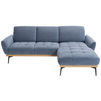 ECKSOFA in Flachgewebe Dunkelblau  - Schwarz/Dunkelblau, Design, Holz/Textil (245/171cm) - Stylife