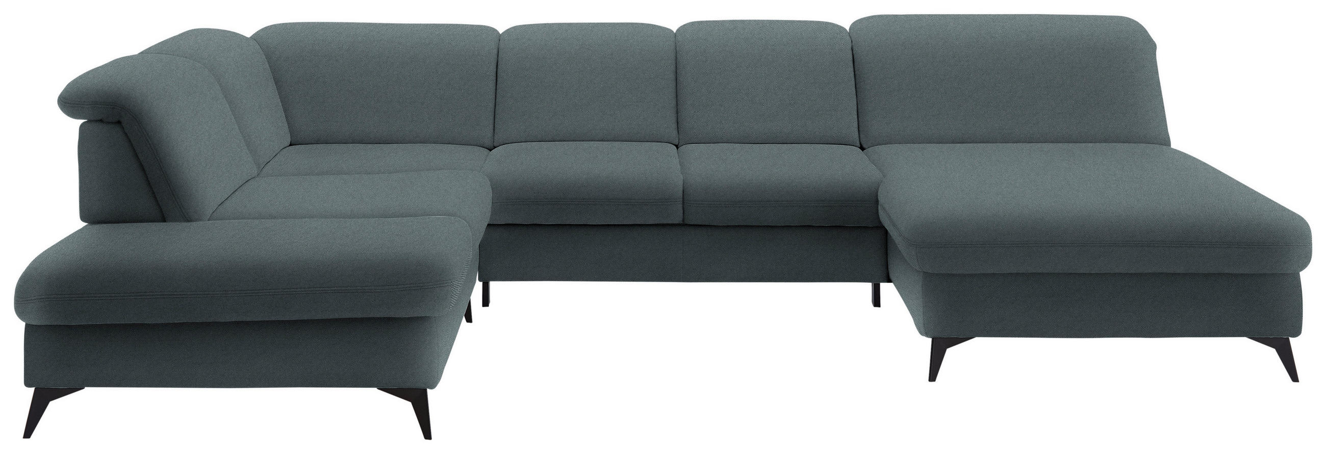 WOHNLANDSCHAFT  in Chenille Blau  - Blau/Schwarz, Design, Textil/Metall (255/369/198cm) - Beldomo Style