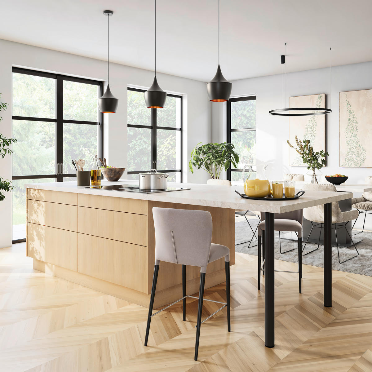 EINBAUKÜCHE   - Weiß, Design, Holzwerkstoff - EWE