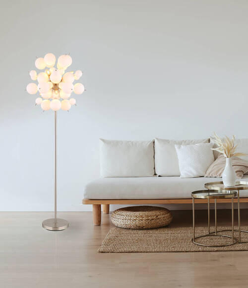 LAMPADAR - culoare nichel, Design, sticlă/metal (55/155cm) - Globo