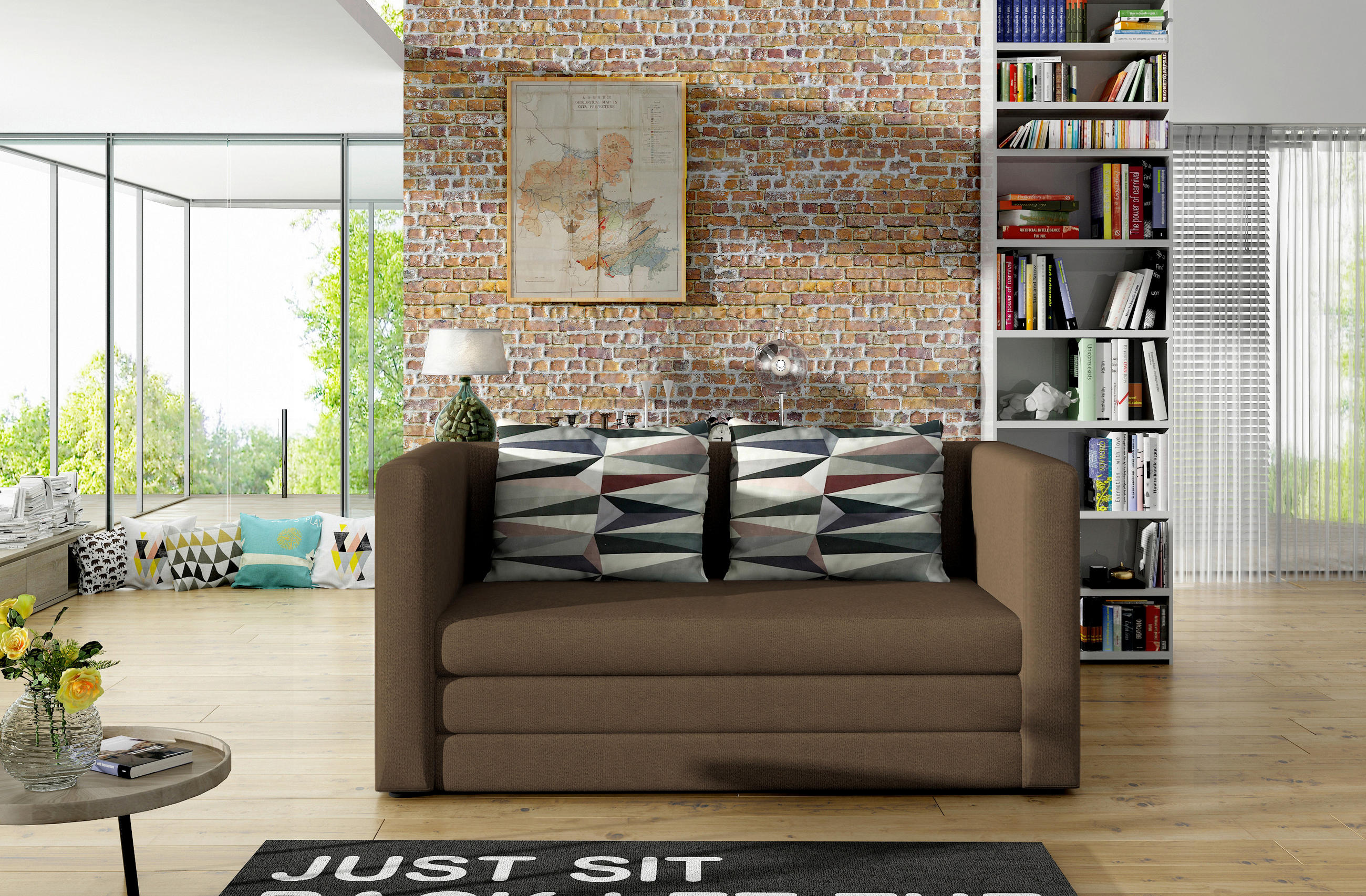 SCHLAFSOFA Mikrovelours Braun  - Schwarz/Braun, Design, Kunststoff/Textil (132/62/70cm) - P & B