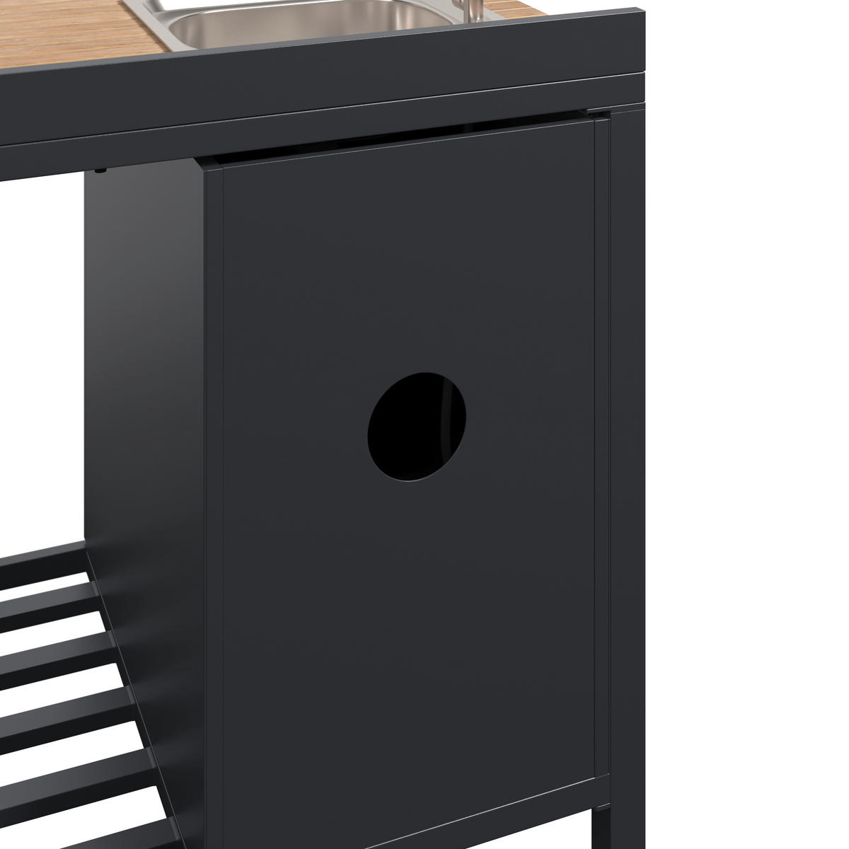 OUTDOORKÜCHE - Anthrazit/Naturfarben, MODERN, Kunststoff/Metall (110/90/61cm) - Ambia Garden