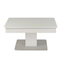 COUCHTISCH ESG 90/60/43,5-61,5 cm rechteckig Weiß, Edelstahlfarben  - Edelstahlfarben/Weiß, Design, Glas/Holzwerkstoff (90/60/43,5-61,5cm) - Venda