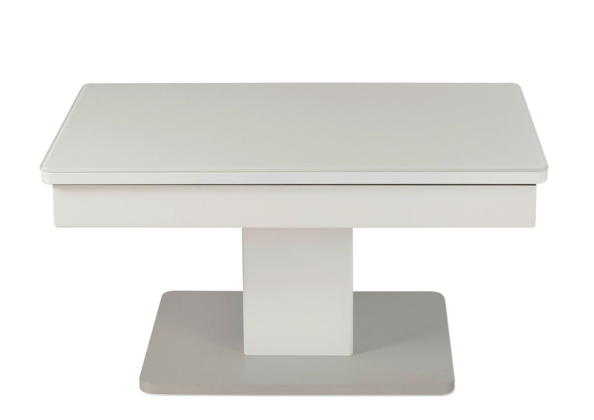 COUCHTISCH ESG 90/60/43,5-61,5 cm rechteckig Weiß, Edelstahlfarben  - Edelstahlfarben/Weiß, Design, Glas/Holzwerkstoff (90/60/43,5-61,5cm) - Venda